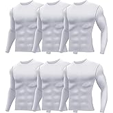 Hicarer 6 Pack Men's Thermal Compression Shirts Athletic Long Sleeve Workout Running Shirt Winter Base Layer Sport Top