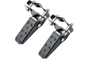 Camrusic Universal Motorcycle Foot Pegs, Compatible with Honda, Suzuki, Kawasaki, Yamaha & More, Heavy Duty Steel, Black, Rear, Folding