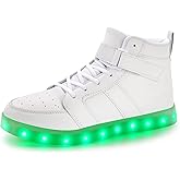 Qimaoo Light Up Shoes Men Women LED Shoes USB Charging Adult High Top LED Sneakers Glow in The Dark Footwear for Dancing Party Festivals