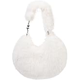 LA CARRIE Women's Faux fur Purse Fuzzy Plush Shoulder Bags Y2k Cute Handbags for Winter
