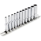 DAKCOS 11 Piece 1/4-Inch Drive Metric Deep Socket Set 4-13MM Lenth 50mm