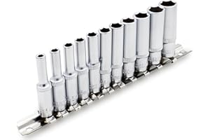 DAKCOS 11 Piece 1/4 Inch Drive Metric Deep Socket Set, 4-13MM, Lenth 50MM