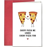 SuperShunhu Cute Pizza Pun Birthday Card for Him Her, Lovely Anniversary Valentines Day Card for Boyfriend Girlfriend, Funny Love Greeting Card, Every Pizza Me Card