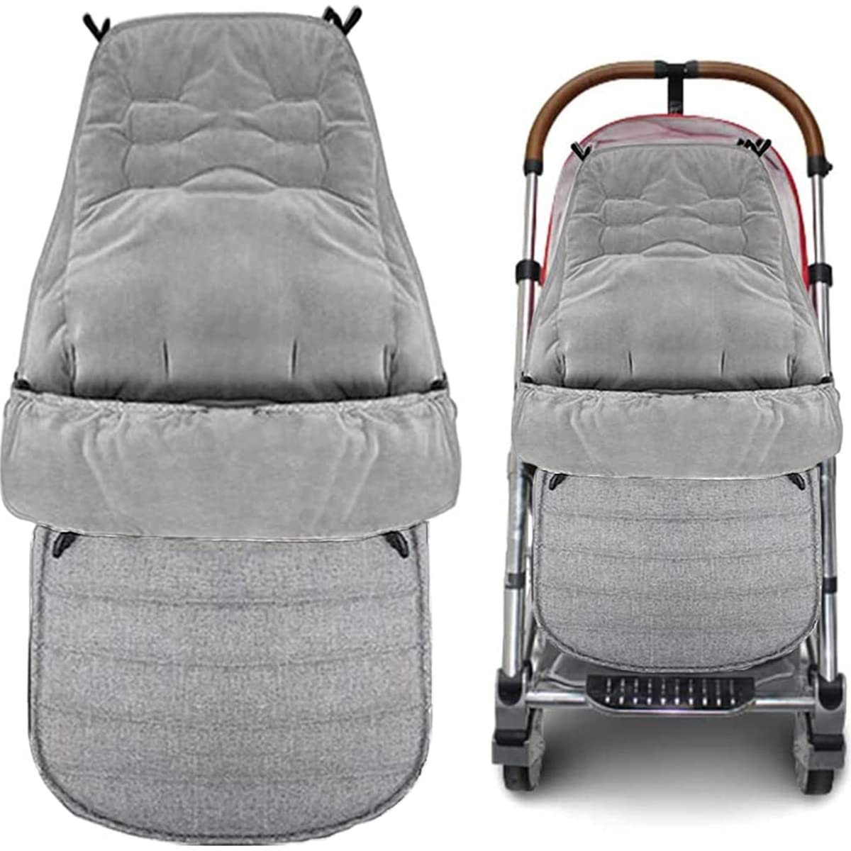 Cosytoes Footmuff, Fairy Baby Waterproof and Windproof,CosyToes Fleece Lined Universal Fitting for Pushchairs Strollers Prams Buggy (Grey-Crystal Velvet)