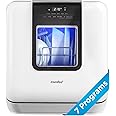 COMFEE' Countertop Dishwasher, Portable Dishwasher with 6L Built-in Water Tank, Mini Dishwasher with More Space Inside, 7 Programs, UV Hygiene& Auto Door Open, for Apartments, Dorms& RVs, White