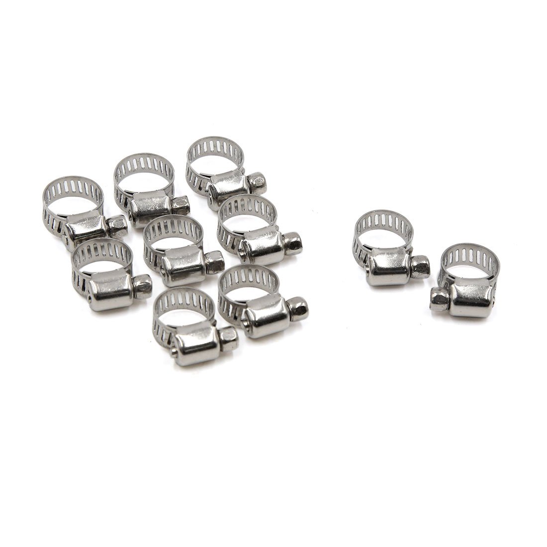 Sourcingmap A17021700ux1273 10 Pcs Stainless Steel Adjustable Hose Clamps Fuel Line Worm Clips 6-12mm for Car Auto Pack