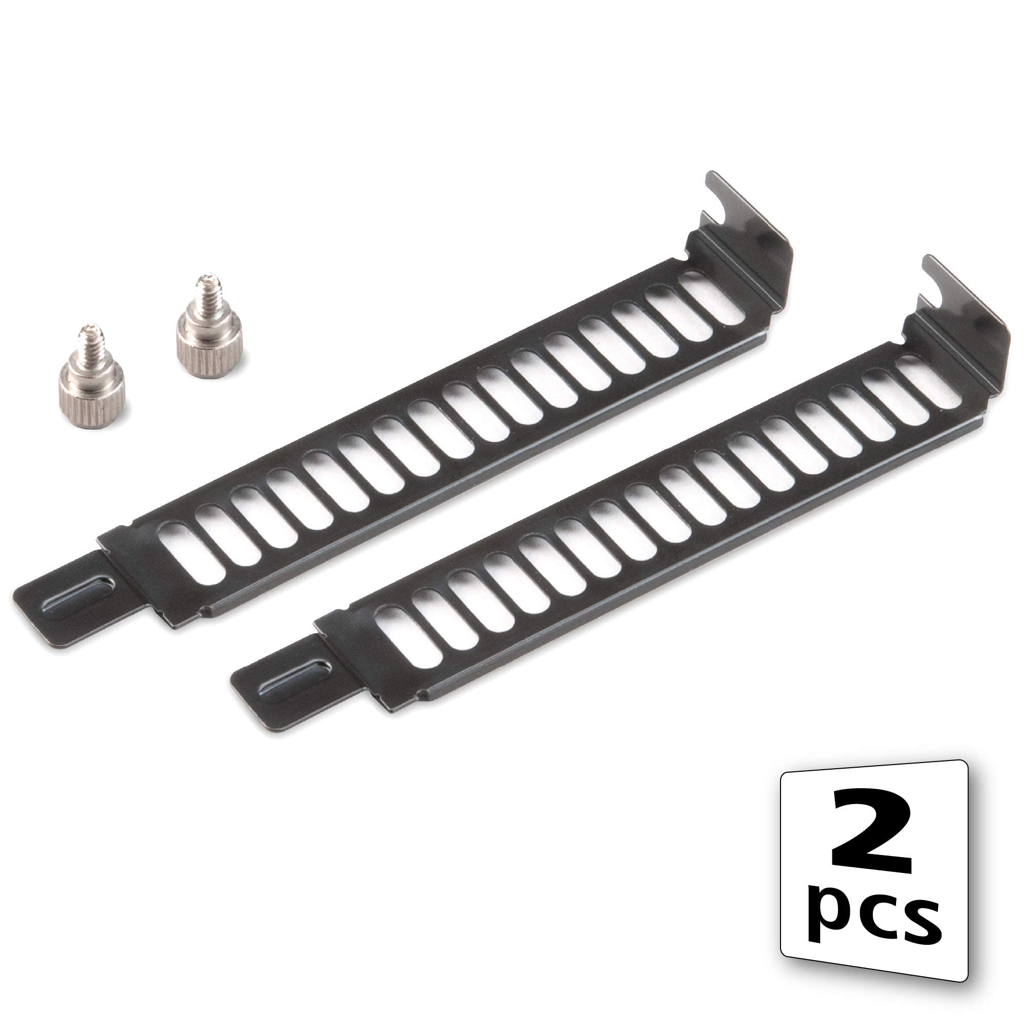 Akasa Steel Vented PCI Slot Cover Bracket | Full Profile Expansion Slot Cover Plate | PC Blanking Plate | Included Screws | 2 pack | Black | AK-MX302