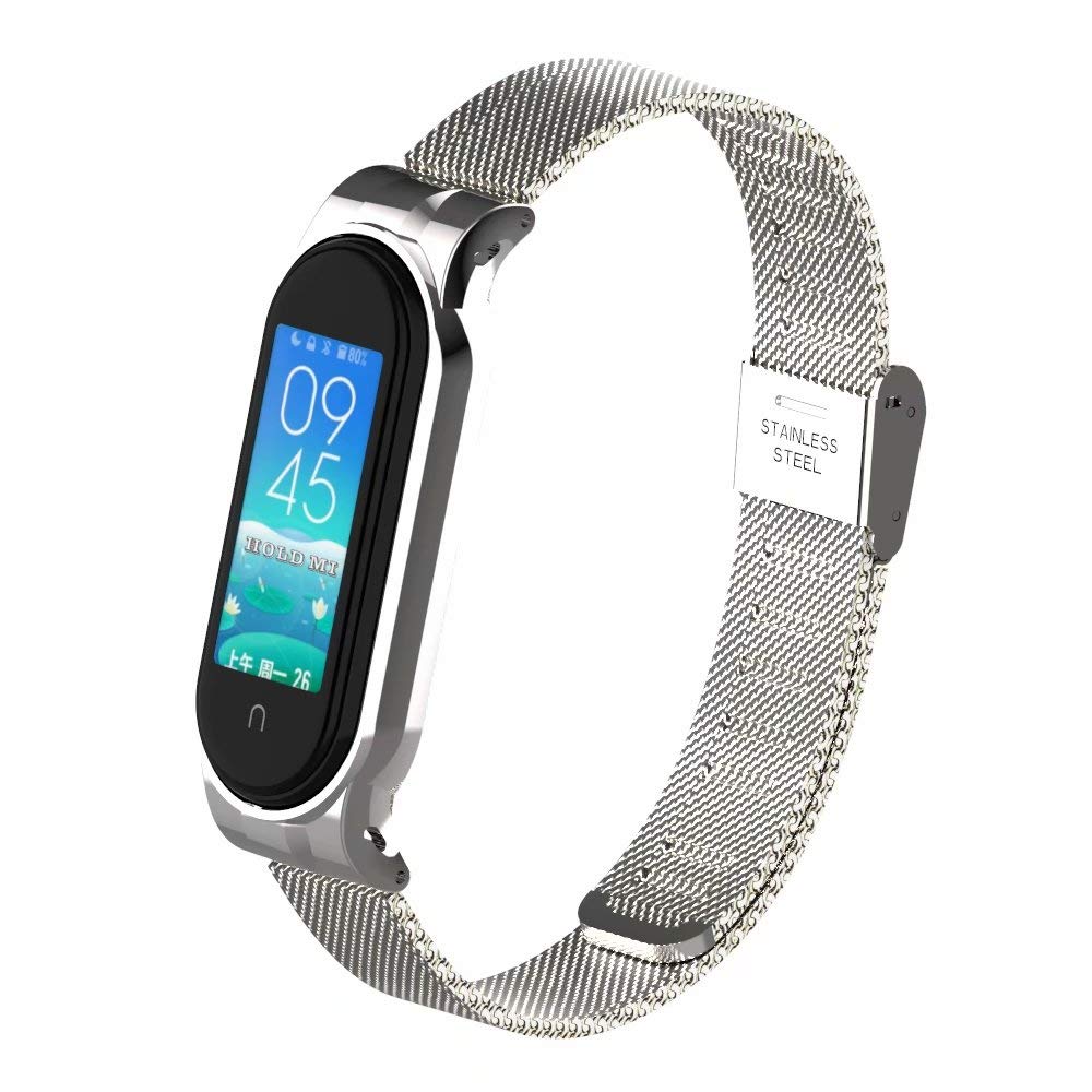 T-BLUER Bracelet Compatible with Xiaomi Mi Band 5/Mi Band 6, Replacement Stainless Steel Strap for Xiaomi Miband 5/Miband 6 Bracelet Accessories for Women Men without Tracker Included