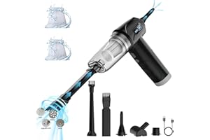 Aorika Car Vacuum Cleaner Cordless, 3 Gears Handheld Vacuum&Air Duster, 15000PA Suction High Power Wet/Dry Use Vacuum Cleaner with Multi-nozzles and Floor Brush for Vehicle/Home/Office