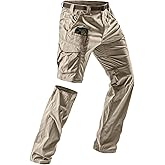 CQR Men's Convertible Cargo Tactical Pants, Water Resistant Outdoor Hiking Pants, Zip Off Lightweight Stretch Work Pants