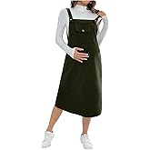 OYOANGLE Womens Maternity Overall Dress Square Neck Casual Sleeveless Short Dresses