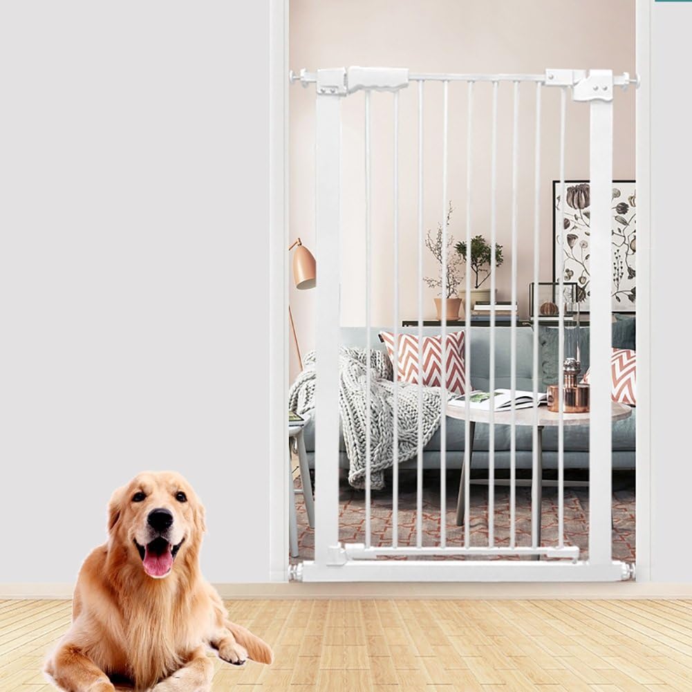 ZAQI Extra Tall Pet Gate For Dogs Cats Extra Wide Baby Barrier For Doorways Stair Hallway White Metal Indoor Safety Gates 61-168cm Wide (Size : 61-71cm)