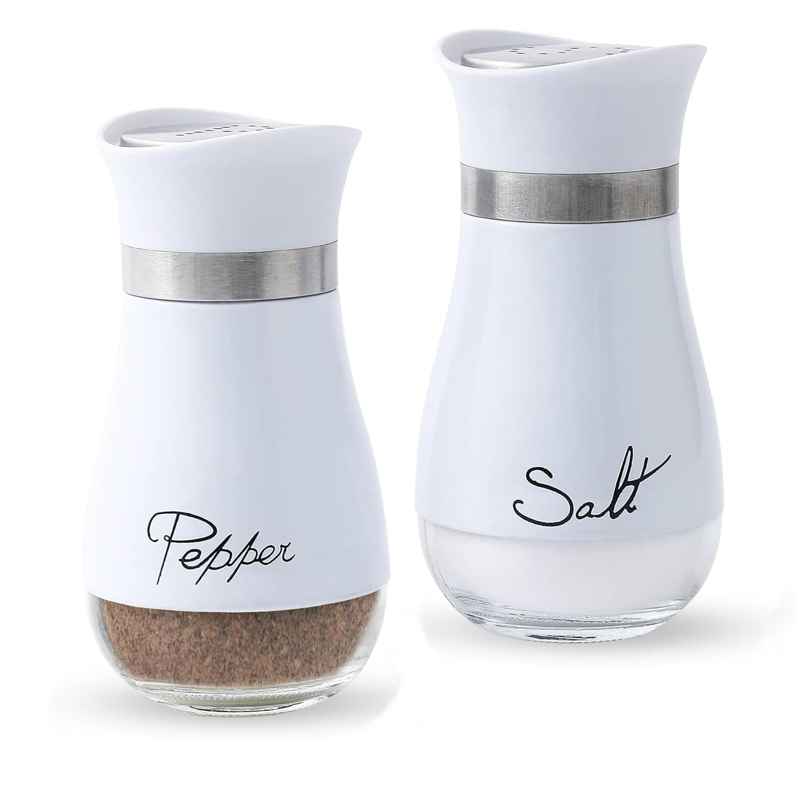Pack of 2 Salt and Pepper Pots Salt and Pepper Shaker Salt and Pepper Set Salt Shaker Kitchen Accessories (White)