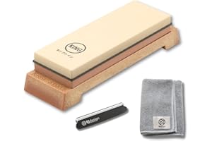 BJDesign Premium KING Whetstone Set Include 1000/6000 Grit Combination Whetstone made in Japan, Knife Angle Holder, Wiping Cloth and Stable Plastic Base