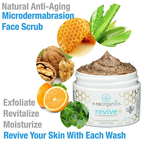 Microdermabrasion Face Scrub & Facial Mask - Manuka Honey & Walnut Natural Face Exfoliator for Dull or Dry Skin, Wrinkles, Blemishes, Acne Scars & More Beauty & Personal Care, Skin Care, Face, Treatments & Masks, Microdermabrasion