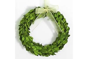 BOXWOOD WORLD Boxwood Wreath 10" Mini Country Manor Wreath with Silk Ribbon Green Decor for Home, Farmhouse - All Seasons Wreath Christmas Wreath