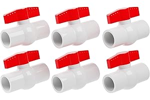 ZXZYHFTY 3/4" PVC Ball Valve, 6 PACK Red T-Handle Shut-Off Valve for Cold Water Supply Lines and Outdoor Plumbing