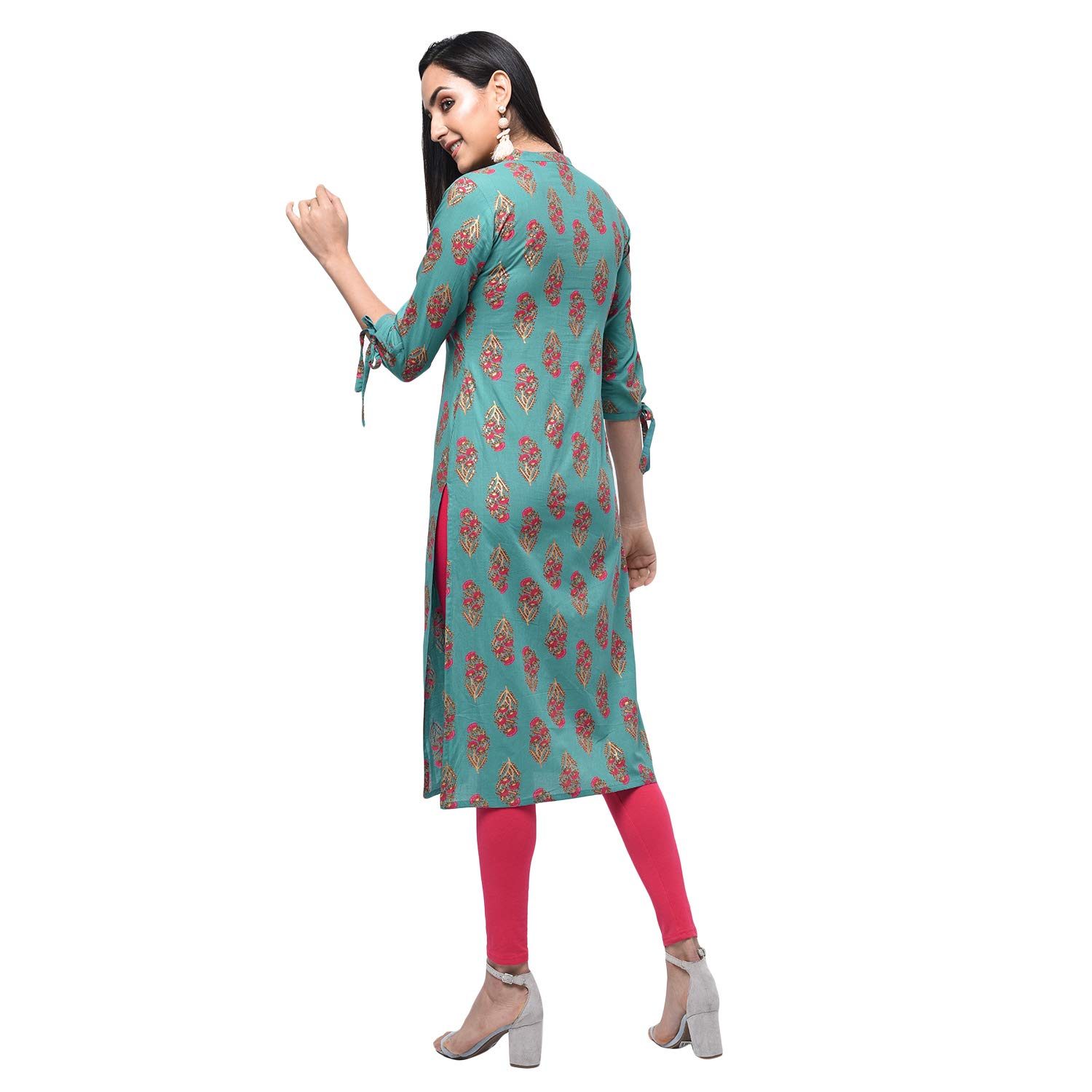 gulmohar jaipur women's straight cotton kurta (blue)