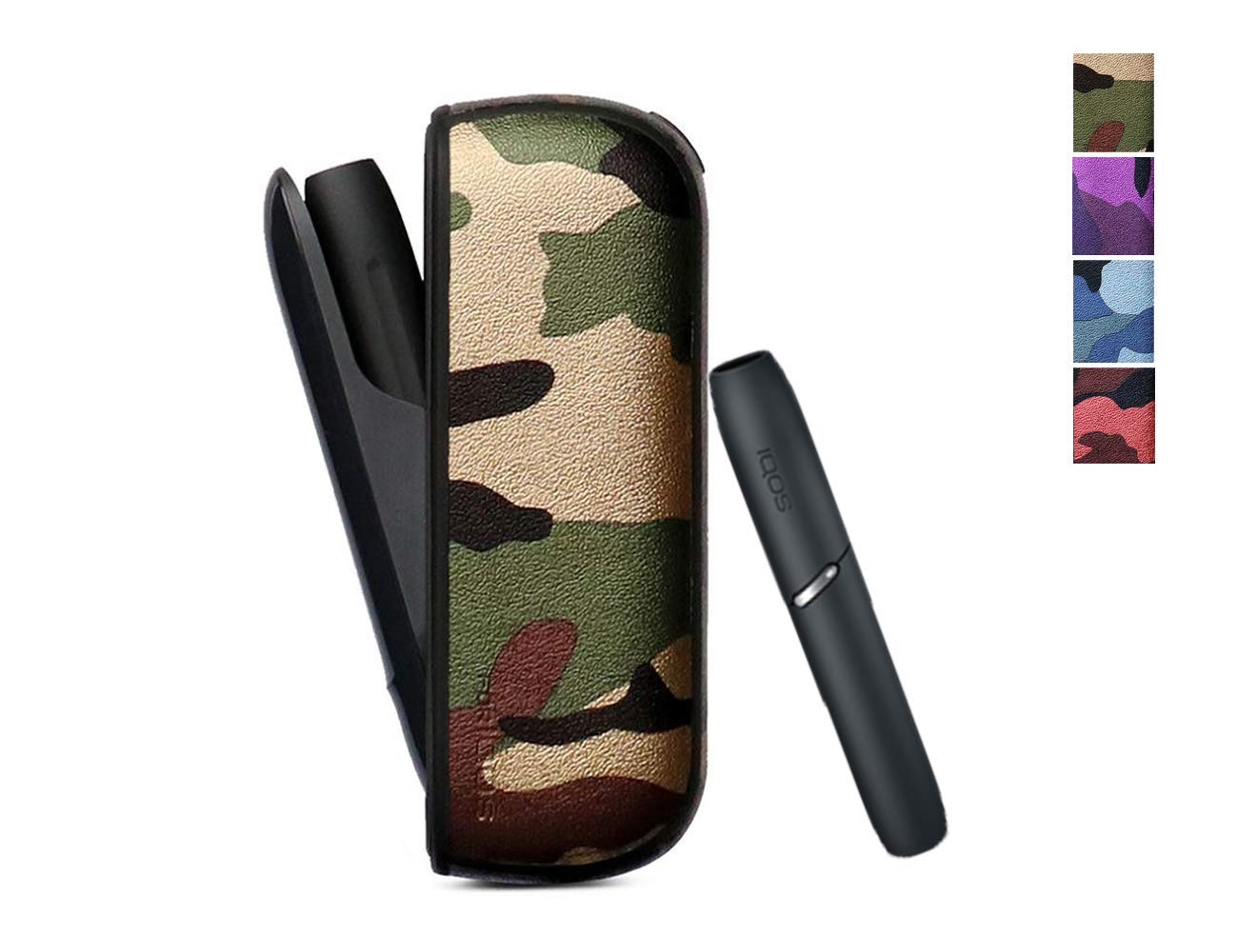 [PU Case for IQOS 3.0] Electronic Cigarette Soft Holder Pocket Charger Cover Full-Protective Case from Impact, Dust, Scratch (Camo Green)