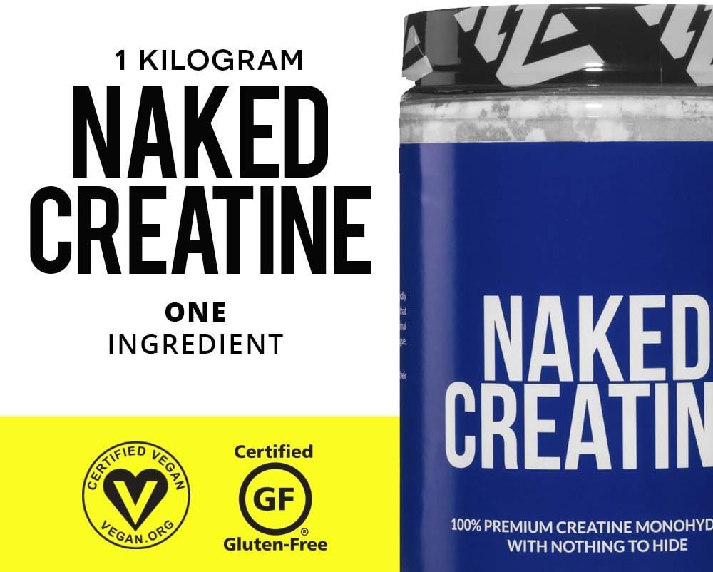 Pure Creatine Monohydrate – 200 Servings - 1,000 Grams, 2.2lb Bulk, Vegan, Non-GMO, Gluten Free, Soy Free. Aid Strength Gains, No Artificial Ingredients - NAKED CREATINE: Health & Personal Care