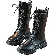 Amazon.com: Girls Lace Up Riding Boots Mid Calf Combat Boots