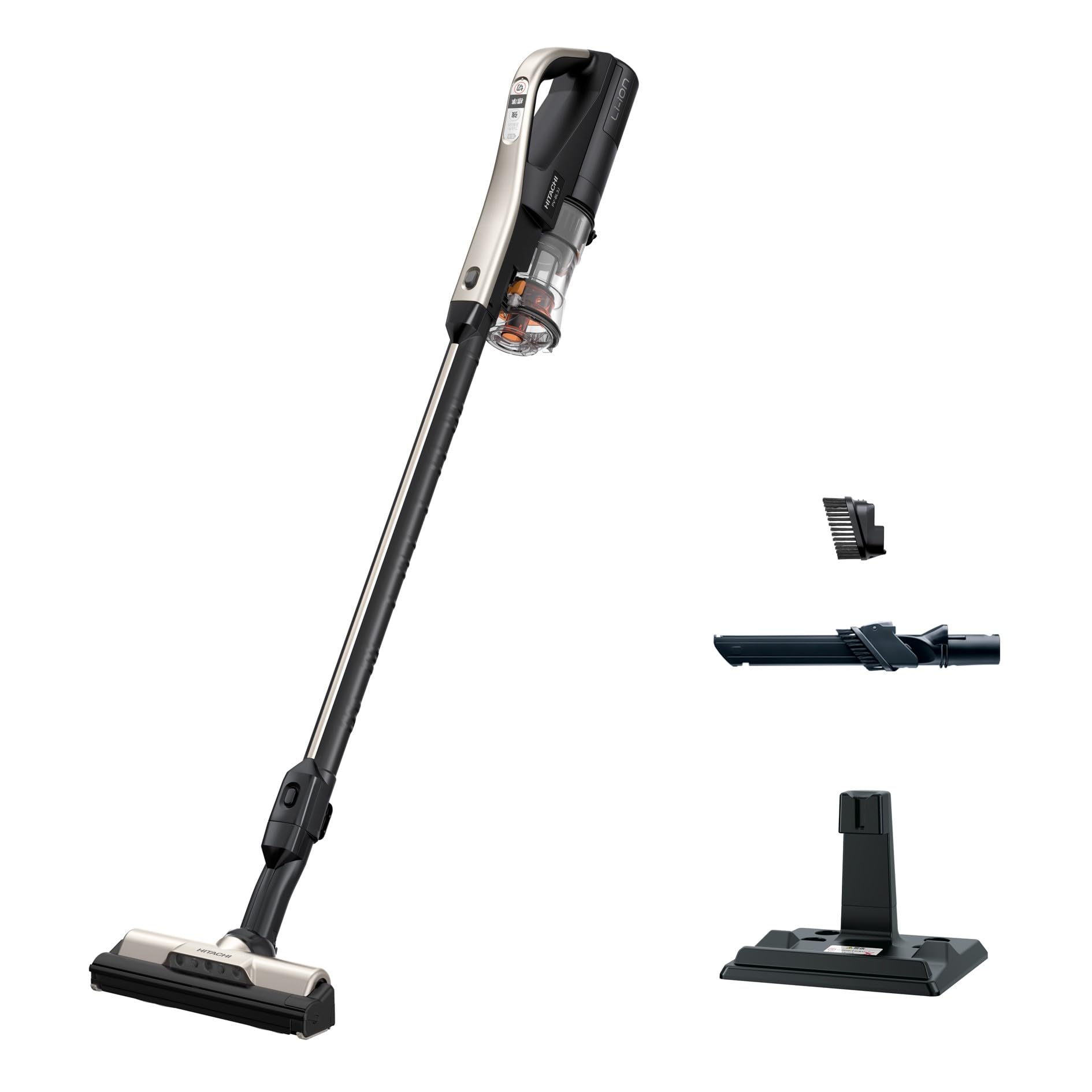 日立 掃除機コードレス スティッククリーナー 軽量 1.1Kg 自走式 LEDライト PV-BL3J ラクかるスティック 日本製 シャンパンゴールド ハンディクリーナー スタンド付き商品画像