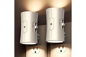 fesnne Night Light, LED Night Lights Plug into Wall, [2 Pack] Warm White 3000K, 0-100LM Adjustable Brightness Light Sensor Nightlights Plug in Wall for Hallway, Bathroom, Adults, Neutral Beige