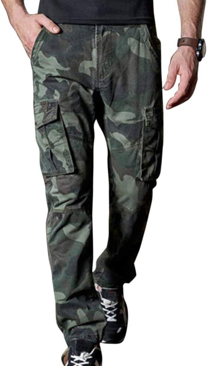 Men's Trousers Camouflage Cargo Pants Sports Pants Loose Pants Jogger Fit Side Basic Pockets Trekking Trousers Casual Trousers (Color : Armee-Grün, Size : 32)