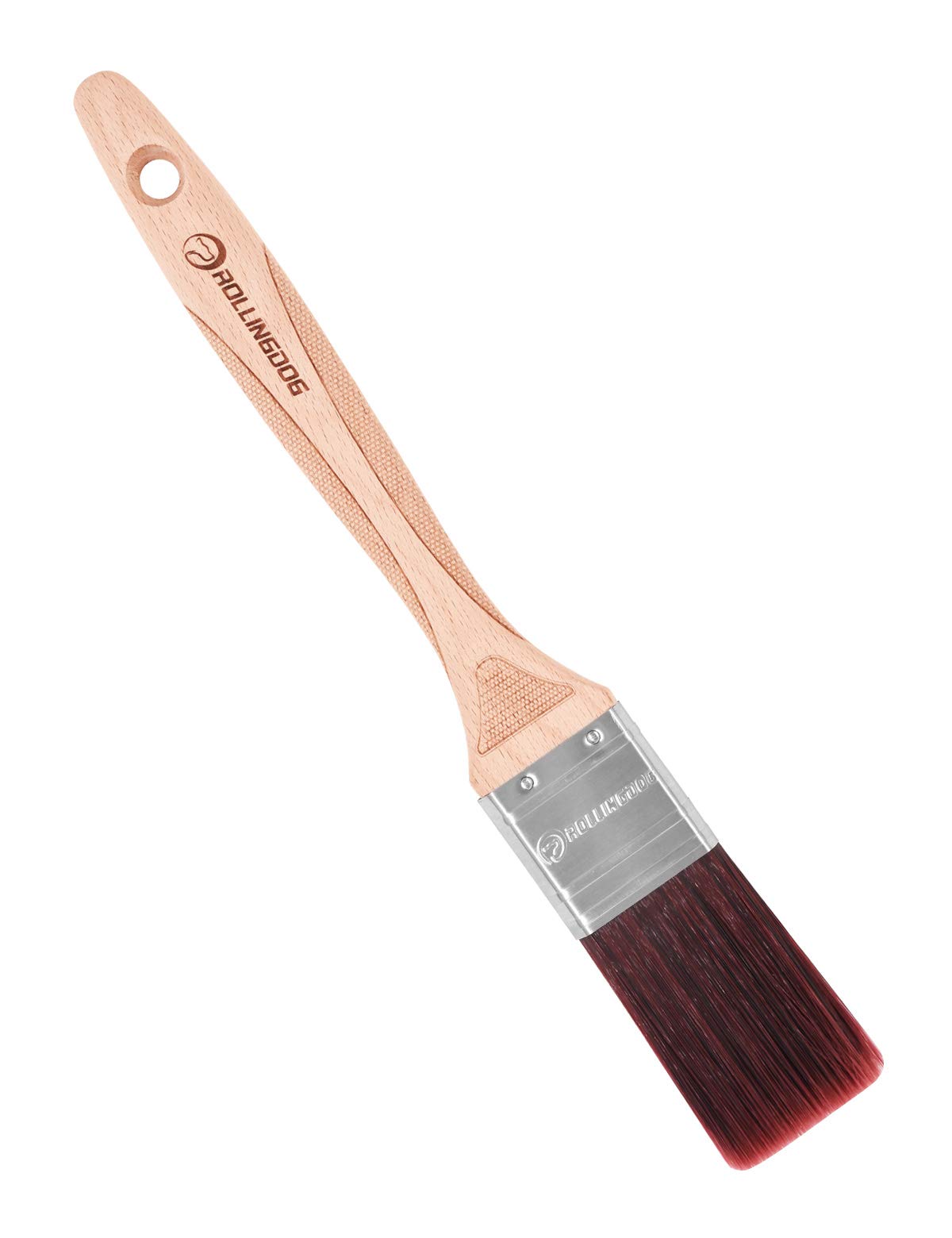 ROLLINGDOG 1.5" Flat Paint Brush With Laser Engraved Beech Wood Handle and Special Synthetic Filament，Wall Brush, Great For Cutting in and Detail Painting
