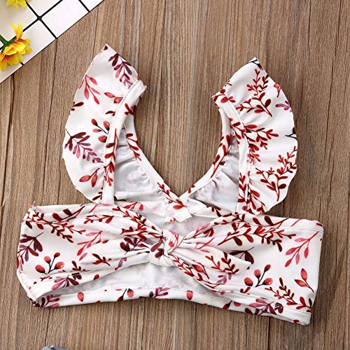 2Pcs Set Toddler Baby Girl Swimsuit Floral Leopard Ruffle Swimwear Bikini Tankini Sunsuit 2-3T - Thumbnail 4