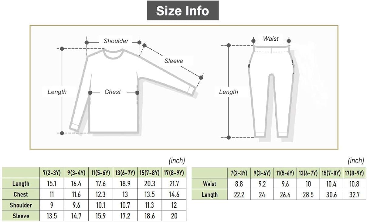 Short Fleece Lined Sporty Thermal Underwear Set for Boys and Girls Superb Base Layer Pajamas Long John Set.: Clothing