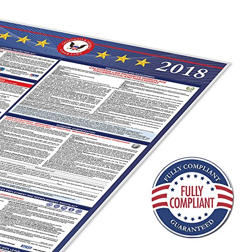 California 2018 Labor Law Posters - 2 PACK - 39" x 24" - State & Federal Compliance OSHA Approved - Laminated Double Side Employment Workers Compensation Compliant - CA Employee Minimum Wage - English