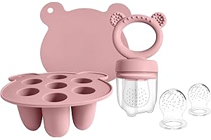 BigSpinach Silicone Baby Food Freezer Tray with Teething Popsicle Molds - Baby Fruit Feeder and Breastmilk Teether Combo