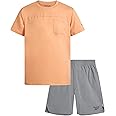Reebok Boys Athletic Shorts Set - 2 Piece Summer Clothes Outfit with Pocket Tee and Boys Running Shorts for Active Kids