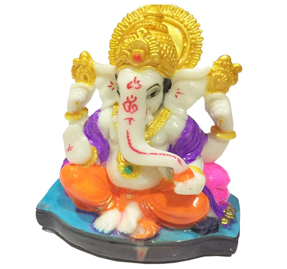 Satre Online and Marketing Big Lord Ganesha Statue Showpiece for Car/Home/Office Decoration (Multicolor)