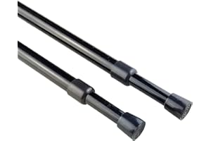KXLIFE 2 Pack 5/8" Spring Tension Curtain Rod, RV Tension Bars, Cupboard Rod Black 10 to 16 Inch