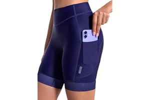 GERZHIUBN Women's Cycling Shorts 4D Padded Bike Biking Bicycle Underwear Shorts with Pockets & Anti-Slip Leg Grips