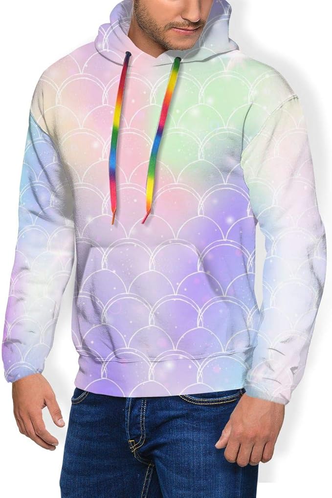 Coloured Scales Hoodies Pullover Hooded Sweatshirts for Men