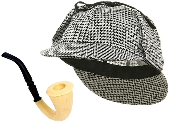 Detective Hat and Pipe - Sherlock Holmes Kit: Amazon.ca: Clothing &amp; Accessories