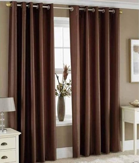 Buy Good Luck Textile Brown Crush Polyester Door Curtain 7ft