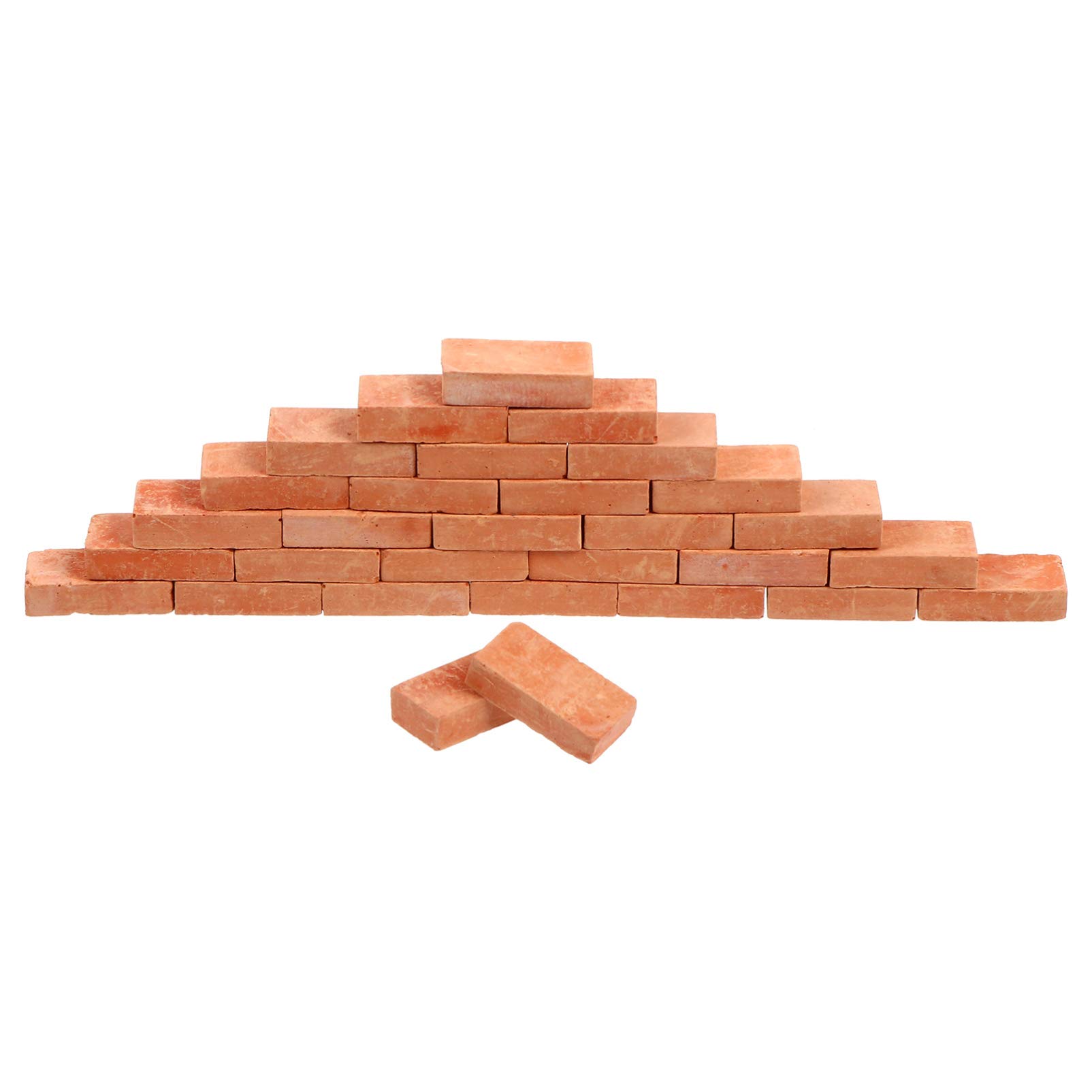 Angoily 50pcs 1/ 12 Scale Bricks Figurine Mini House Miniature Brick Micro Courtyard Bricks Model DIY Fairy Garden Decoration ( Orange ), 1.7X0.9cm (Q015710UFT)