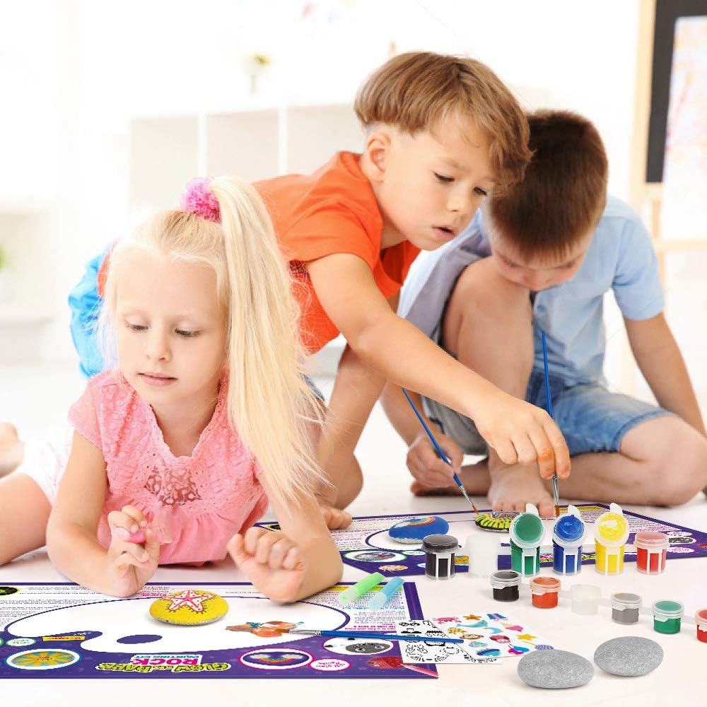 Dr. Daz Rock Painitng Kit, Arts and Crafts for Kids, Paint Your Own Rock Sets for Kids with Glow in The Dark Painting - Image 5