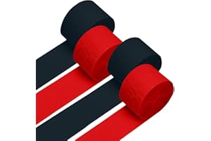 MUFANYU 4 Crepe Paper Streamers Rolls, 328ft Pack of Red and Black Crepe Paper for Birthday Wedding Baby Shower Party Decorations (1.8 inch x 82 ft/Roll)
