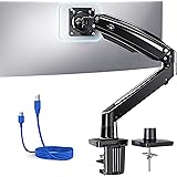 HUANUO Single Monitor Arm Holds 26.48 lbs, Ultrawide Computer Monitor Stand for 35 inch Screens, Upgraded Adjustable Monitor 