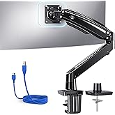 HUANUO Single Monitor Arm for 40 inch Screens, Ultrawide Computer Monitor Mount Holds 26.48 lbs, Upgraded Adjustable Monitor
