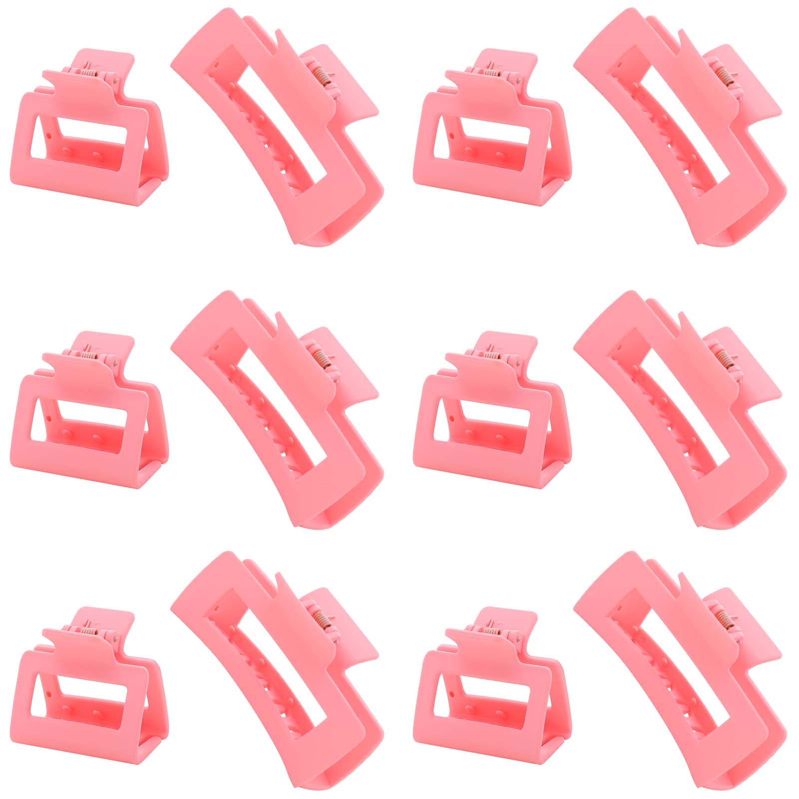 Photo 1 of 12 Pack Pink Square Claw Clips, Big and Small Neutral Rectangle Hair Claw Clips, Non-slip Matte Large Hair Clips for Women,Strong Hold jaw clip for Thick Thin Hair 2 PACK
