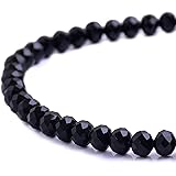 BeadsOne 10mm - 72 pcs - Glass Rondelle Faceted Beads Black with Holes for Jewelry Making, Decorations and Crafts (C004)