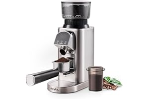 Olayks Conical Burr Coffee Grinder Electric with Electronic Timer, Anti-Static, Coffee Grinders for Home Use, Adjustable Conical Burr Mill with 48 Precise Settings for Espersso/Drip/French Press