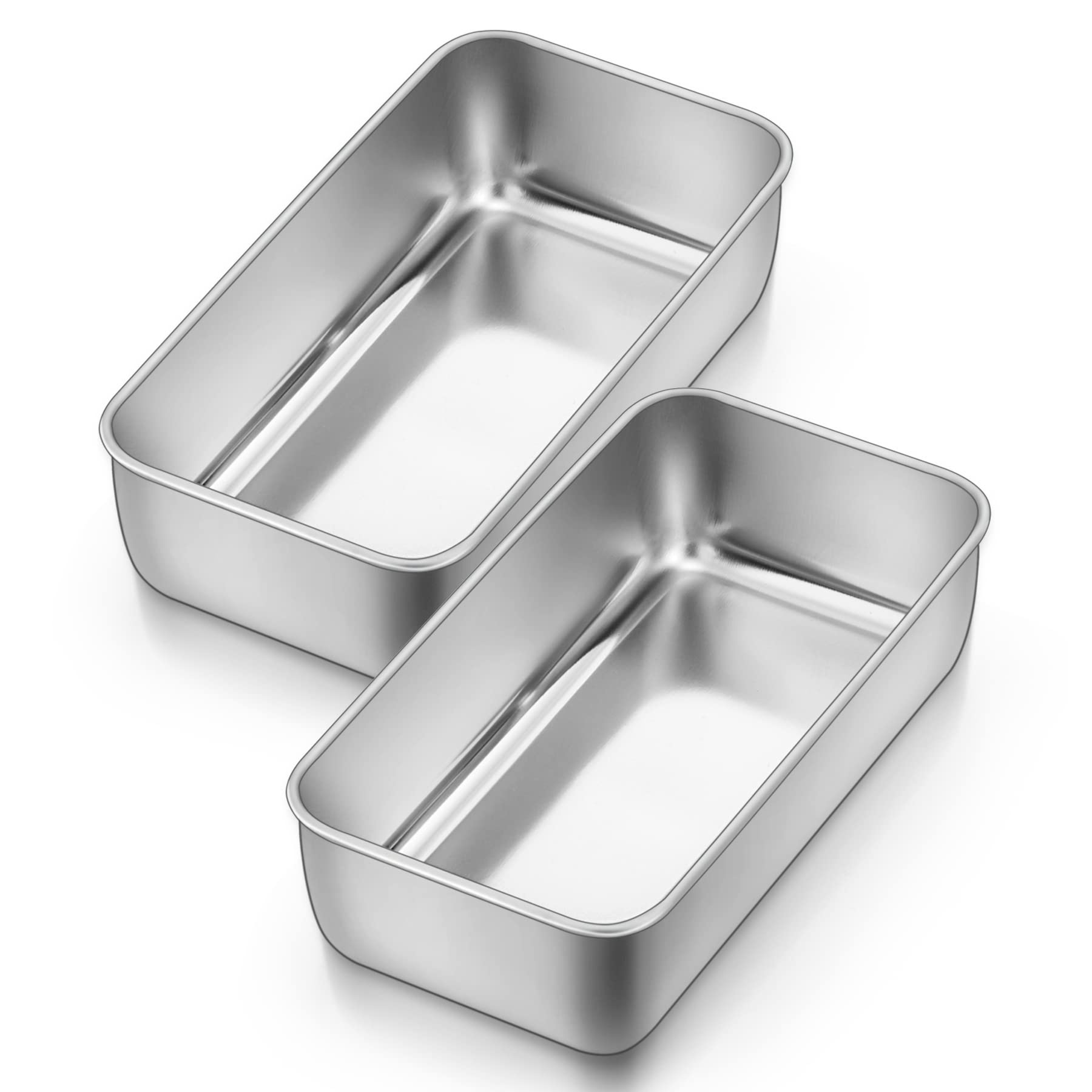 HaWare 2lb Loaf Tin for Baking, Stainless Steel Bread Tins Loaf Pans for Banana Bread/Cake/Loaves/Lasagna, 23.5 x 12.5 x 6.5cm, Healthy & Durable, Oven & Dishwasher Safe - Set of 2