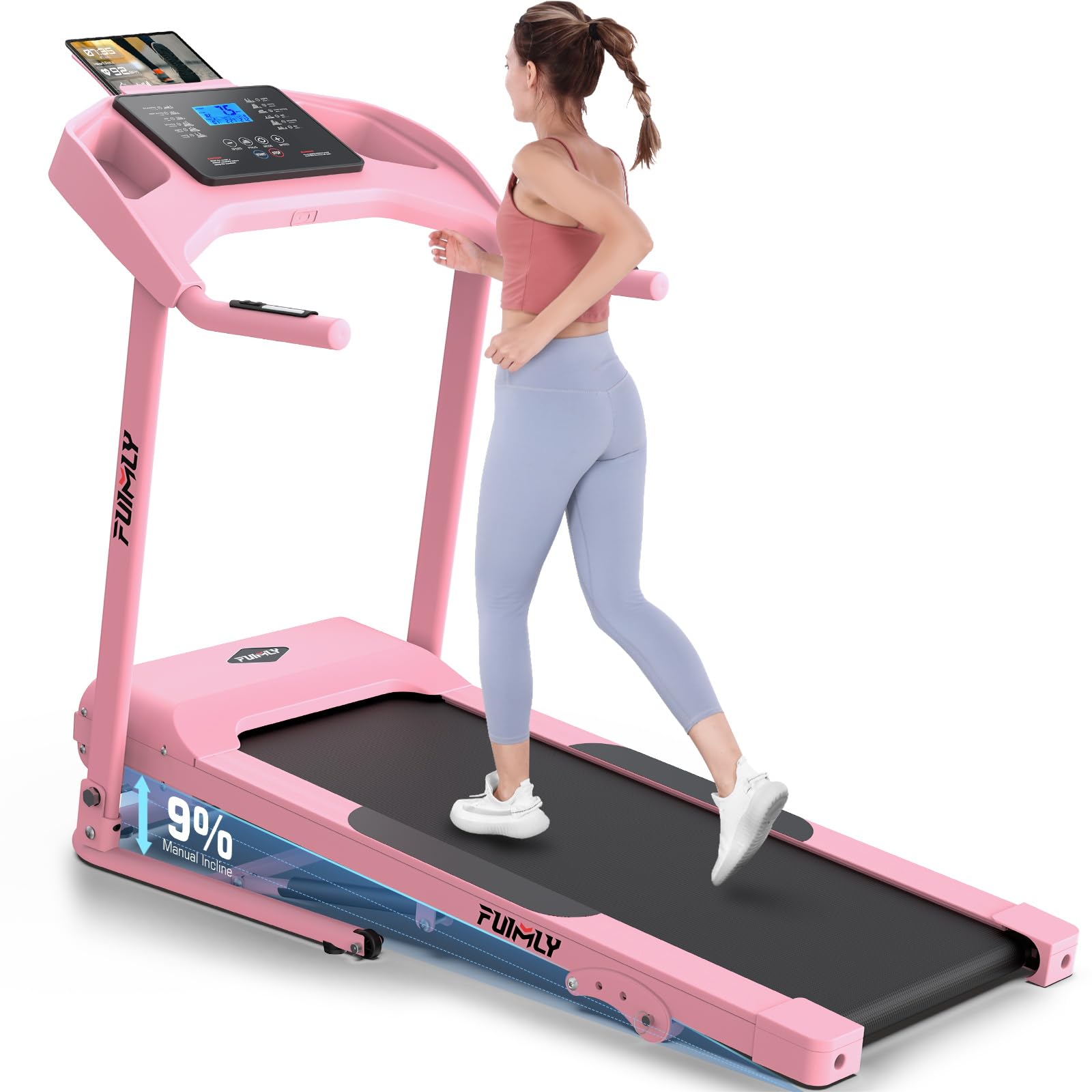 Treadmill with Incline, FUNMILY 3.5HP Heavy Duty Folding Treadmill for Home, 350 lb Capacity Walking Running Machine with Smart Fitness Tracking, 12 Preset Programs, LCD Display, 2 Control Methods